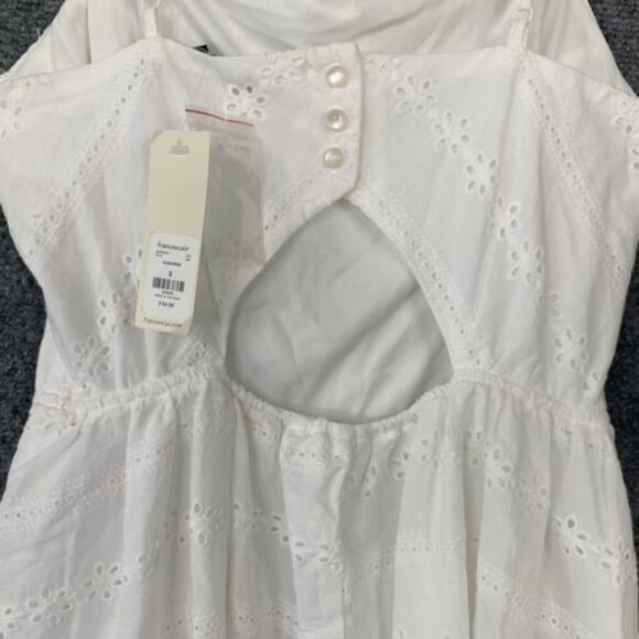 Three Pink Hearts Sundress Women Small NWT Fit & Flare White Eyelet Back Keyhole - Picture 8 of 12